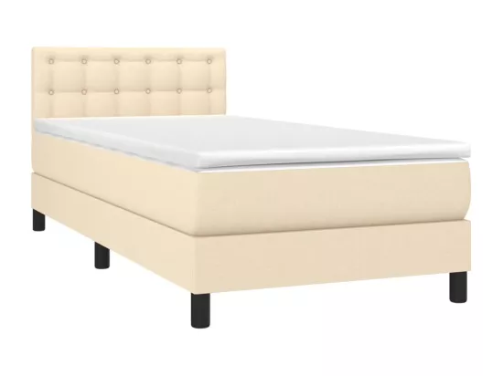 Sommier tapissier avec matelas et LED Crème 90x190 cm Tissu