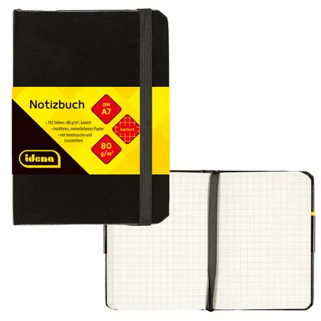 Idena Notizbuch, A7, schwarz