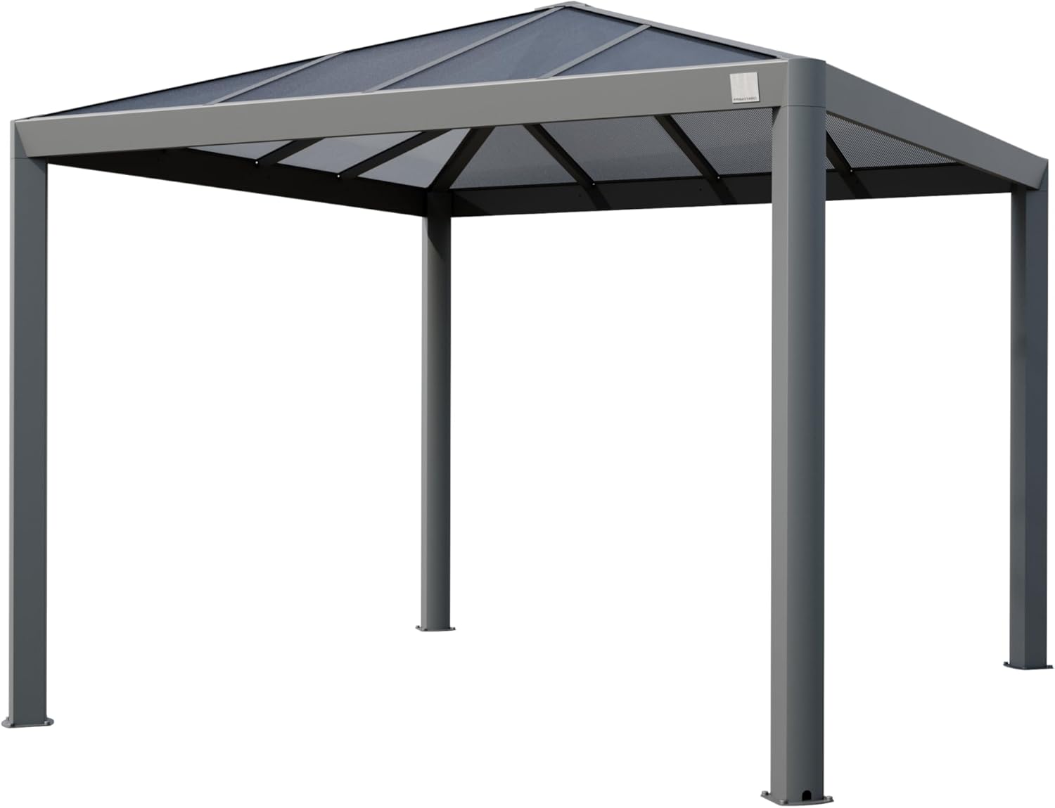 PRIMEYARD Gartenpavillon 3x3 m mit Polycarbonatdach - Hardtop Pavillon ohne Seitenteile