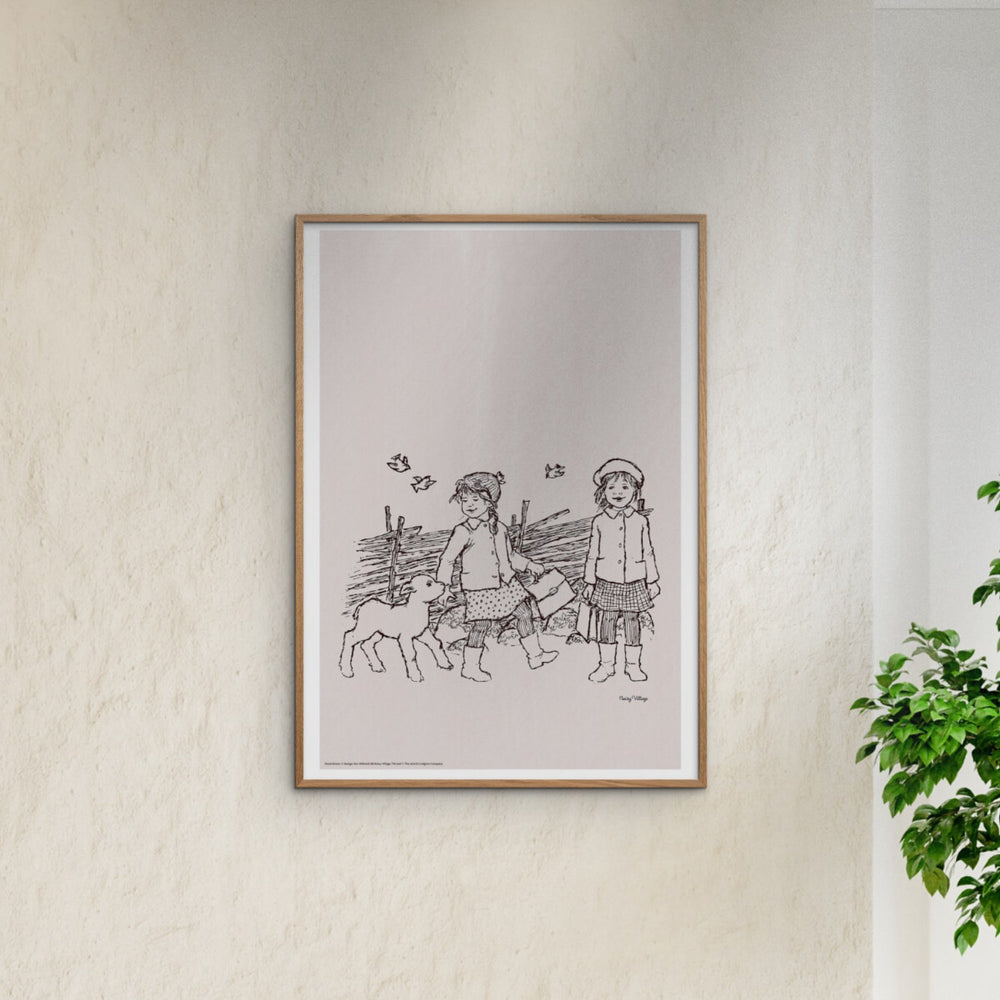 Køb Poster & Frame Astrid Lindgren - Sheep And Butterflies - Noisy Village