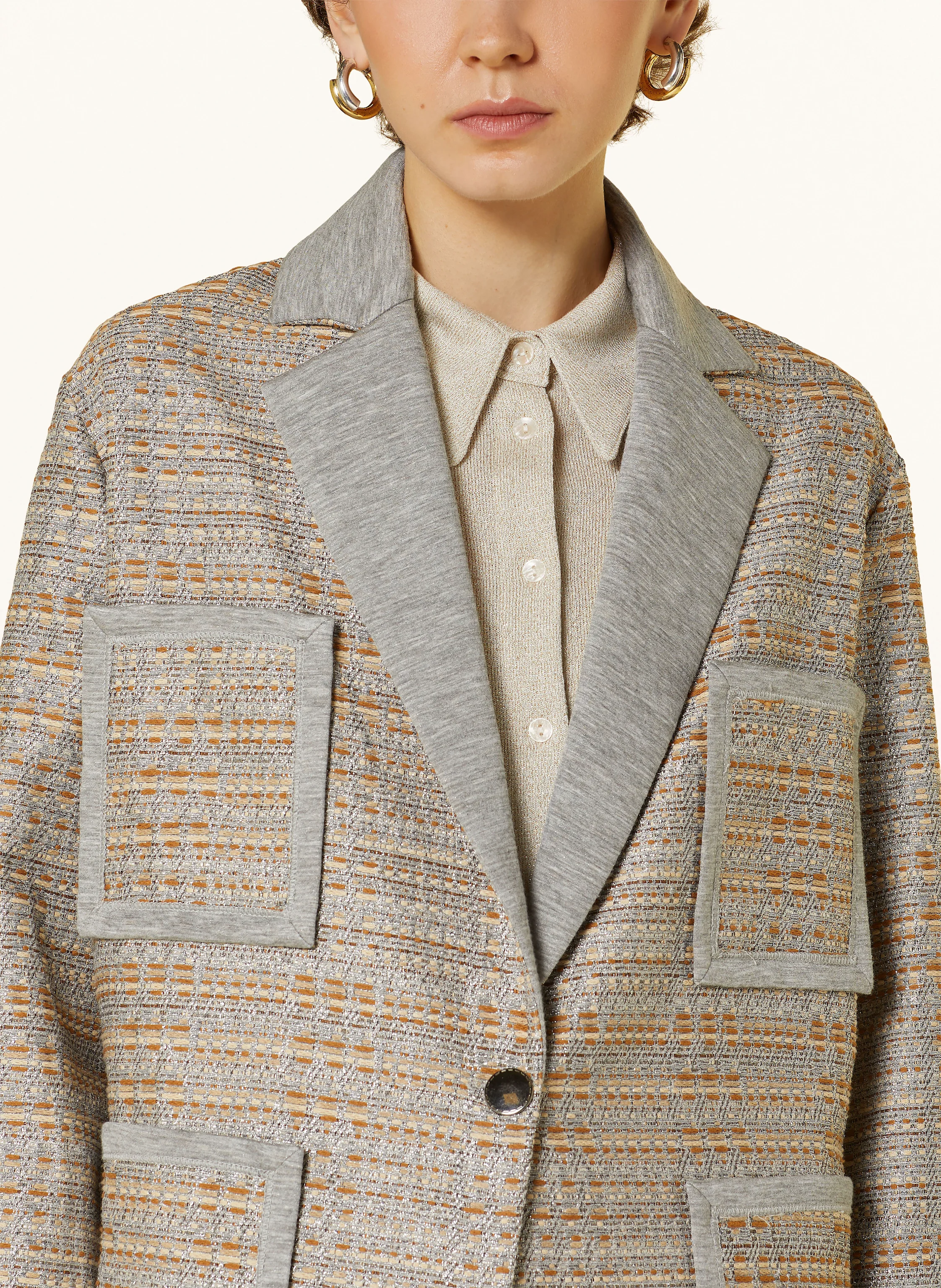 SEM PER LEI Tweed-Blazer mit Glitzergarn
