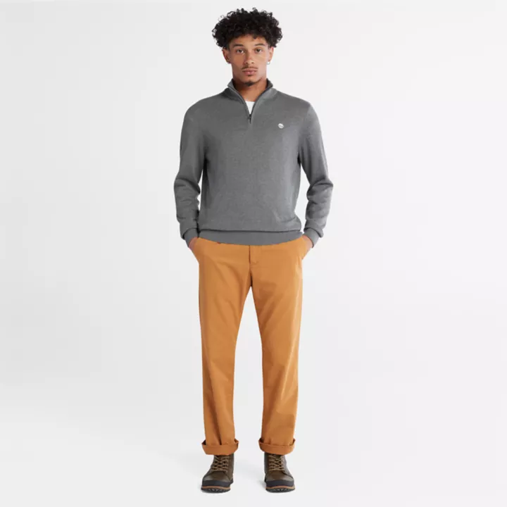 Pull à encolure zippée en coton Williams River pour homme en gris foncé