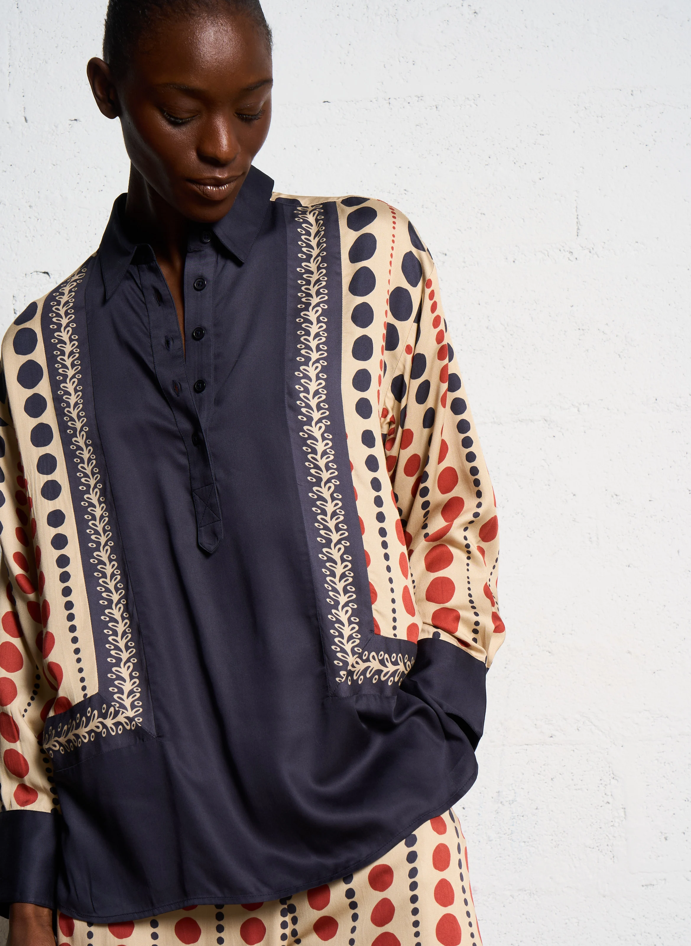 AURELIE - Blouse ample imprimée | Marron