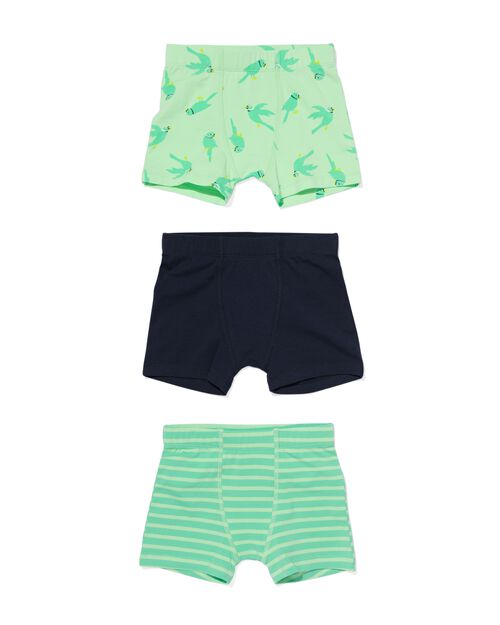 3 boxers enfant coton stretch oiseaux vert
