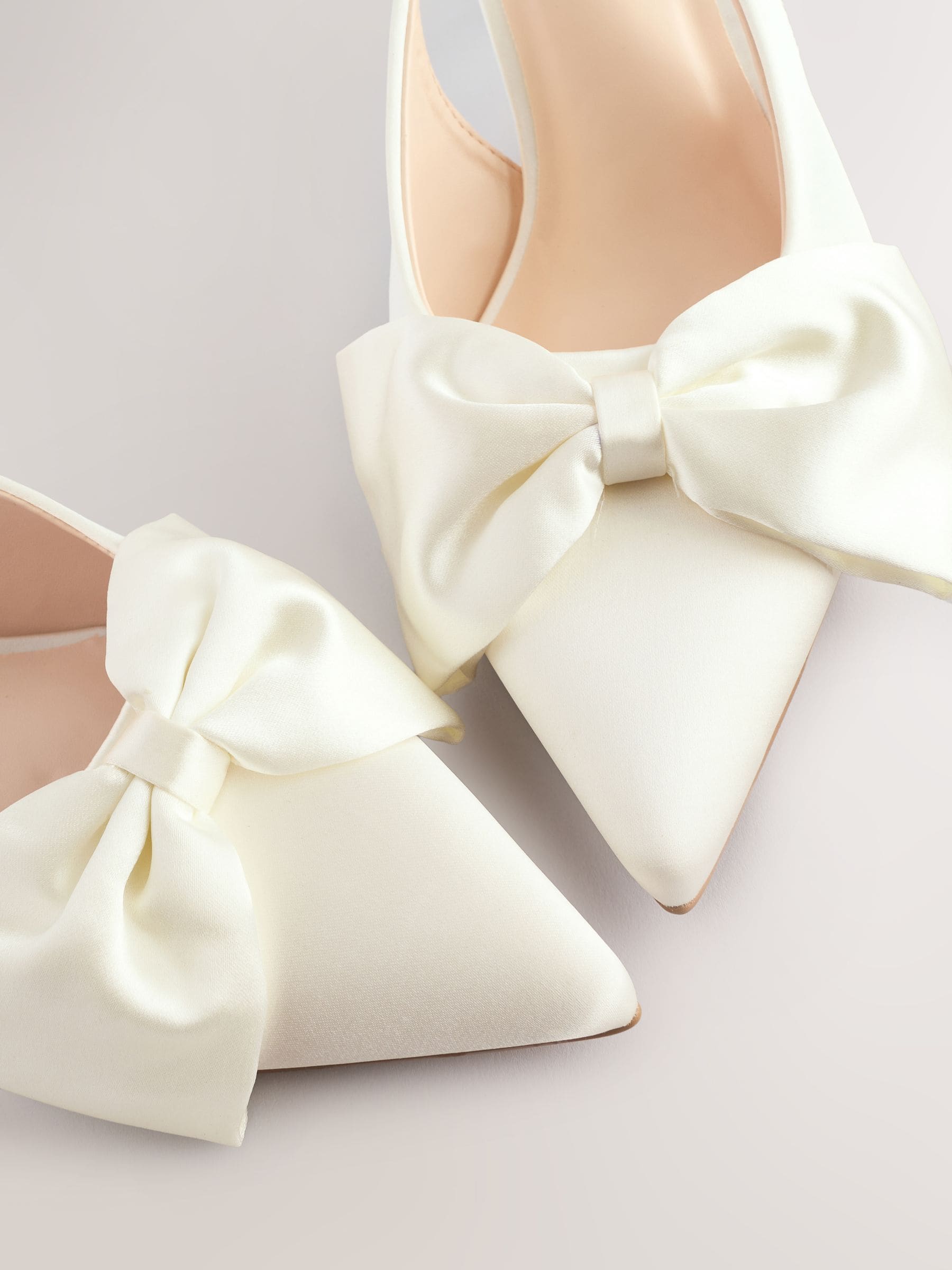 Ivoor - Forever Comfort® Wedding Satin Bow Pointed Toe Slingback Heels