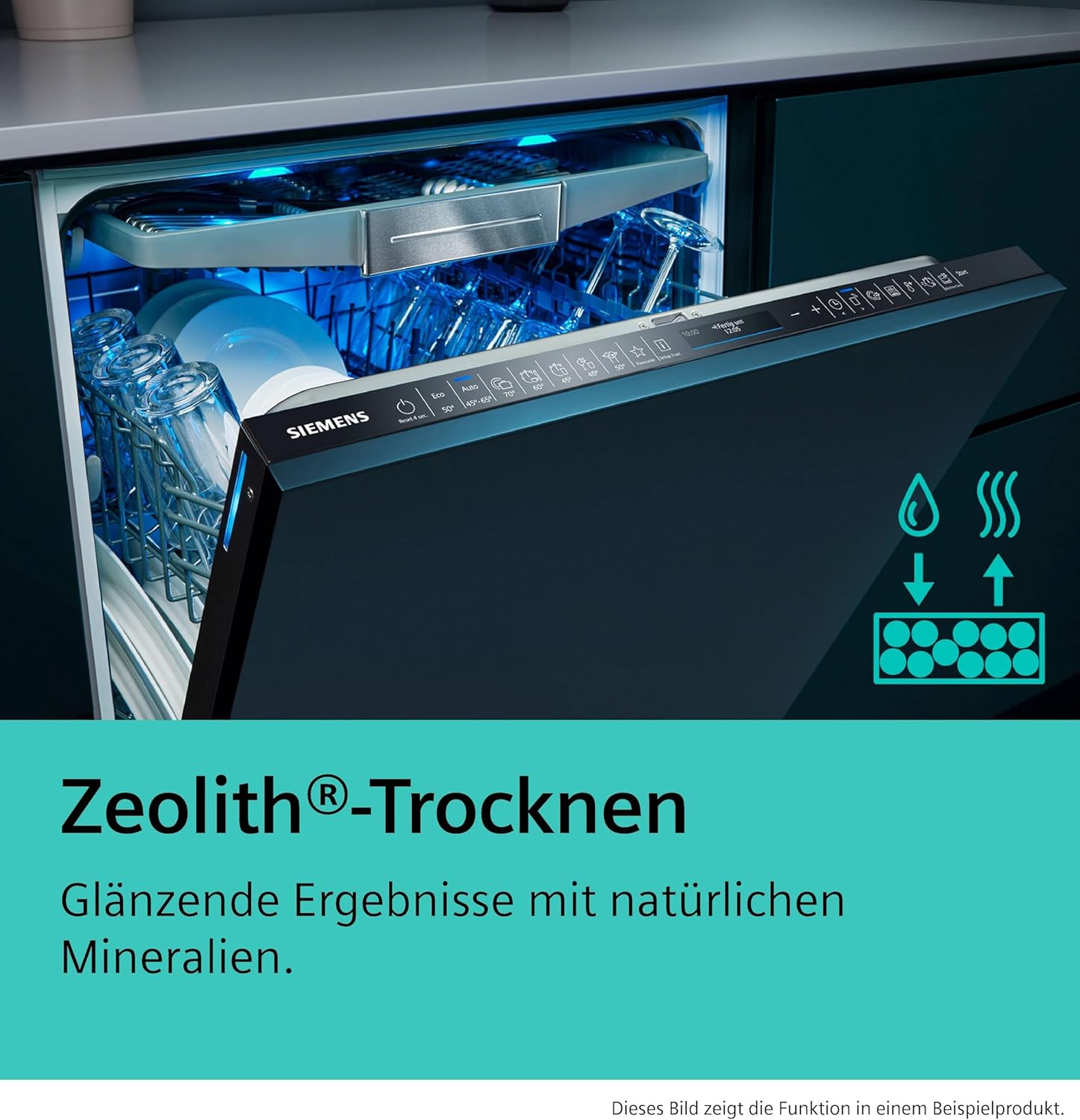 Siemens SN55ZS07CE, iQ500 Smarter Geschirrspüler Teilintegriert, 60 cm breit, Made in Germany, Edelstahl, Besteckschublade, Leise, varioScharnier, Zeolith, aquaStop, varioSpeed, Innenbeleuchtung