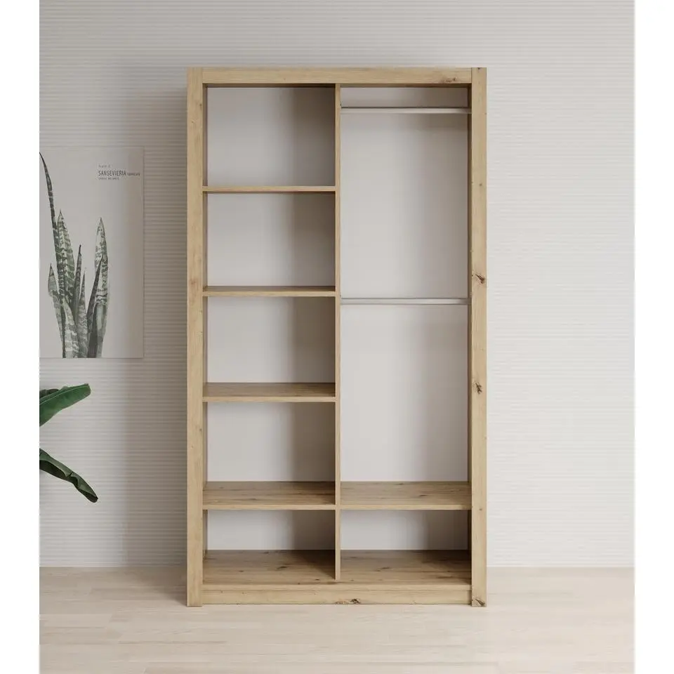 Meubella - Kledingkast Blake - Eiken - 120 cm - Met spiegel