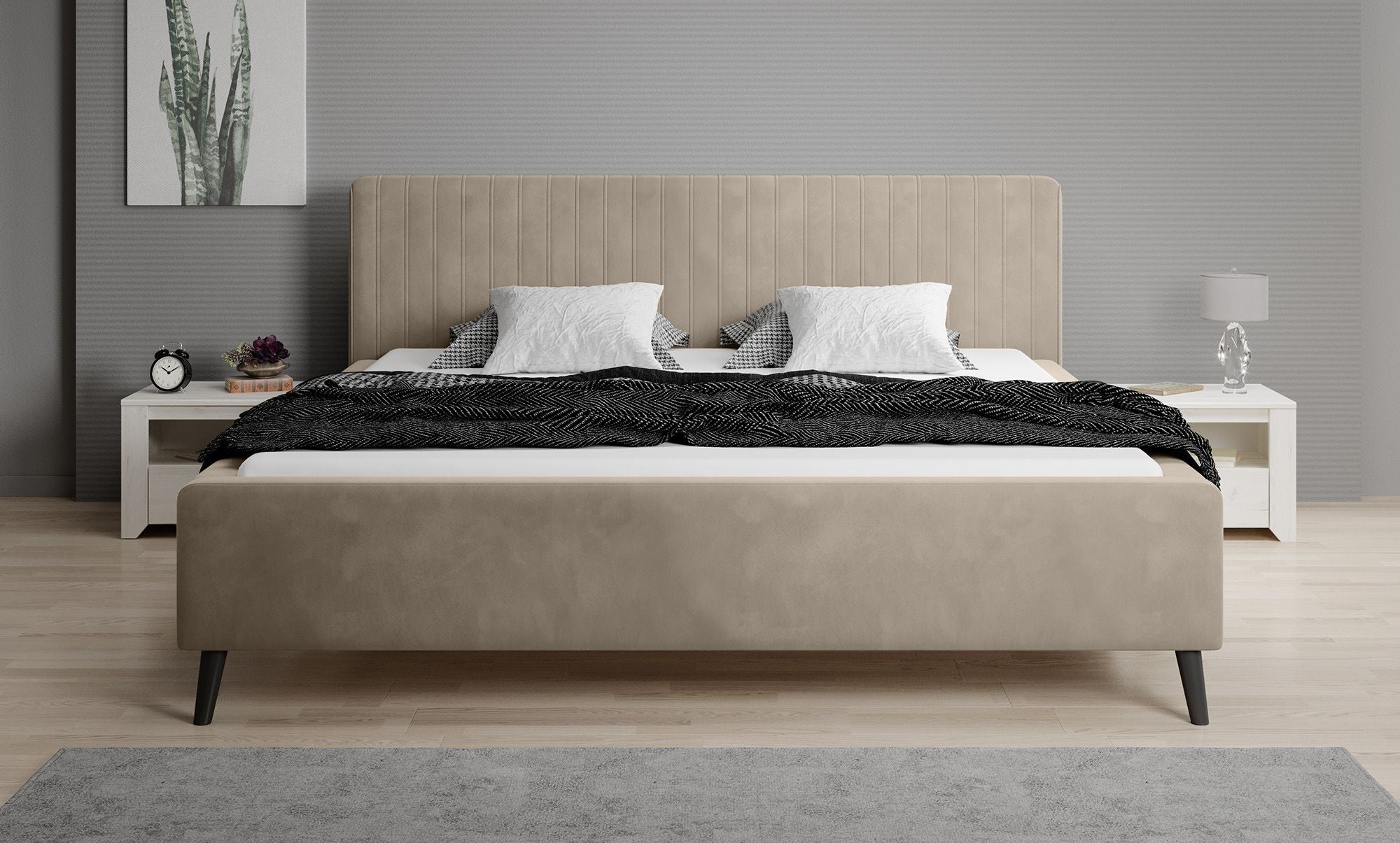 Jackson - Tweepersoonsbed - Velvet beige - 160x200 cm