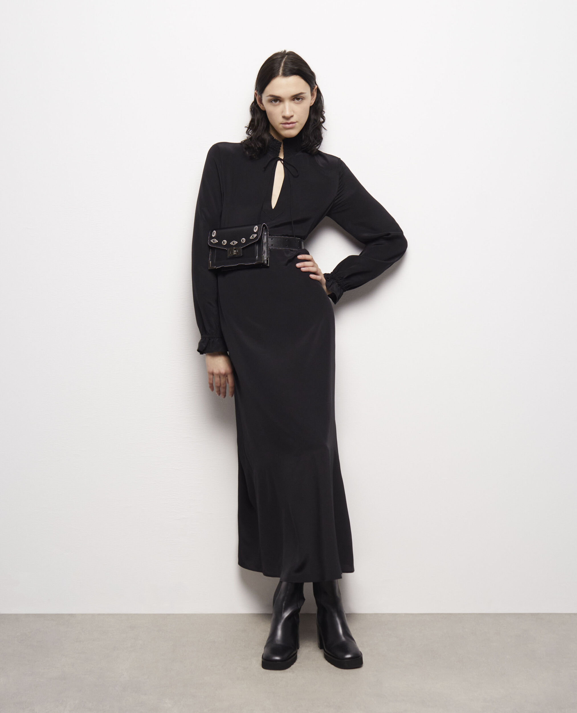 Emily belt en cuir noir