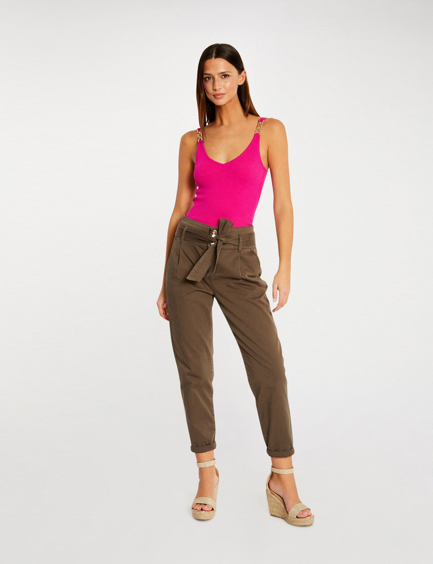 Débardeur avec bretelles à ornements rose fonce femme - rose_fonce