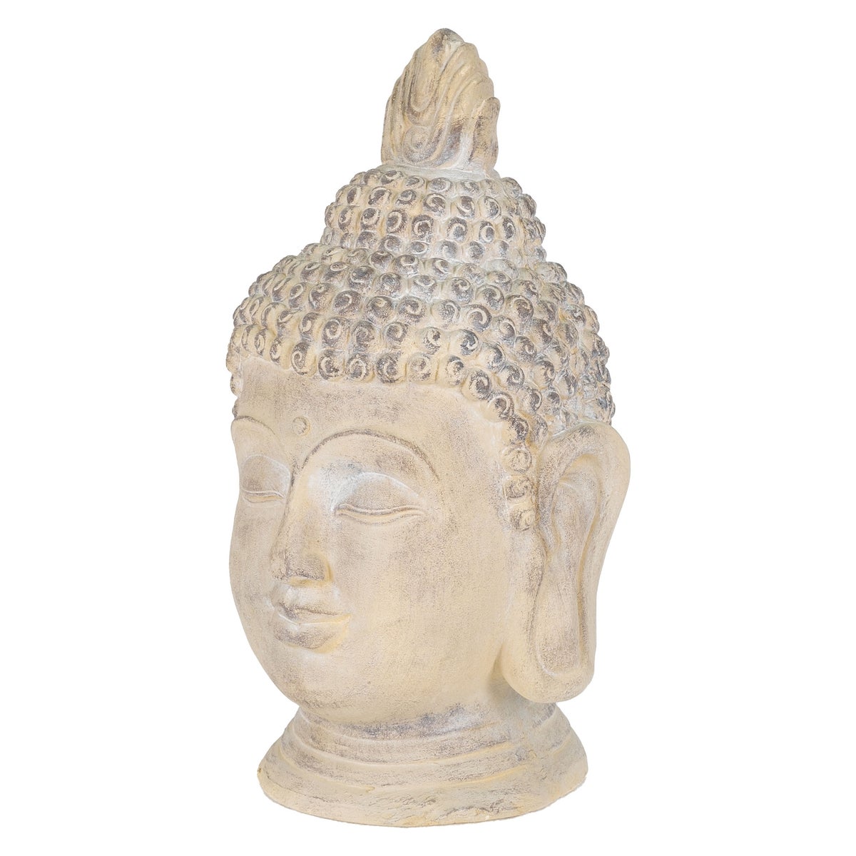 ECD Duitsland Boeddhabeeld 55 cm Beige/Grijs, Kunststeen Polyresin, Hoofdbeeld Sculptuur Decoratief Figuur Feng Shui Kunststeen Figuur Decoratief Tuinbeeld Aziatisch Decoratief Object Stenen Beeld, voor Huis en Tuin