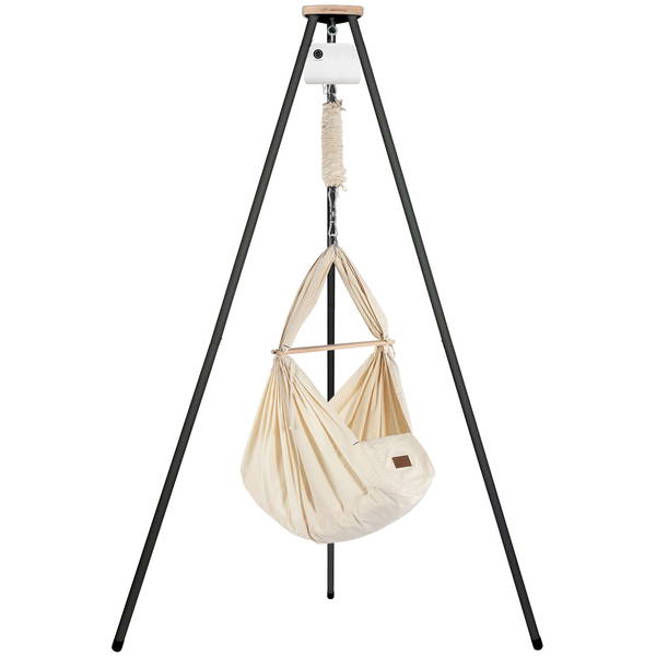 SCHMUSEWOLKESCHMUSEWOLKE   Tipi anthrazit mit weissem Motor und Bio Federwiege natur Synthetisch