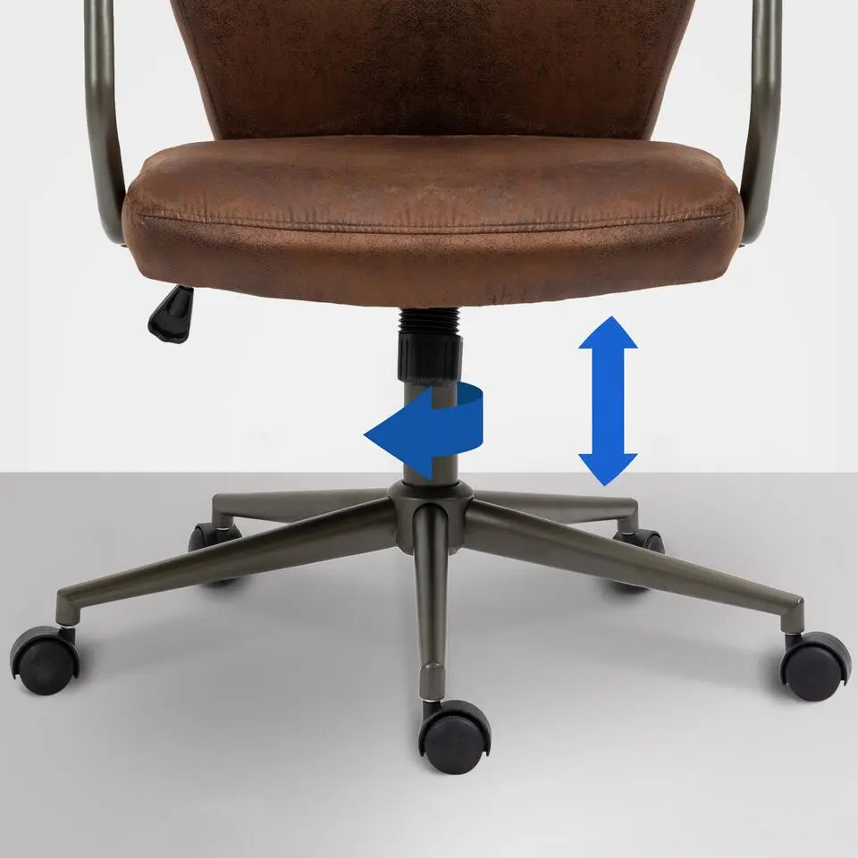 CLP Bureaustoel Pocatello zwart Frame - Kunstleer - cognac