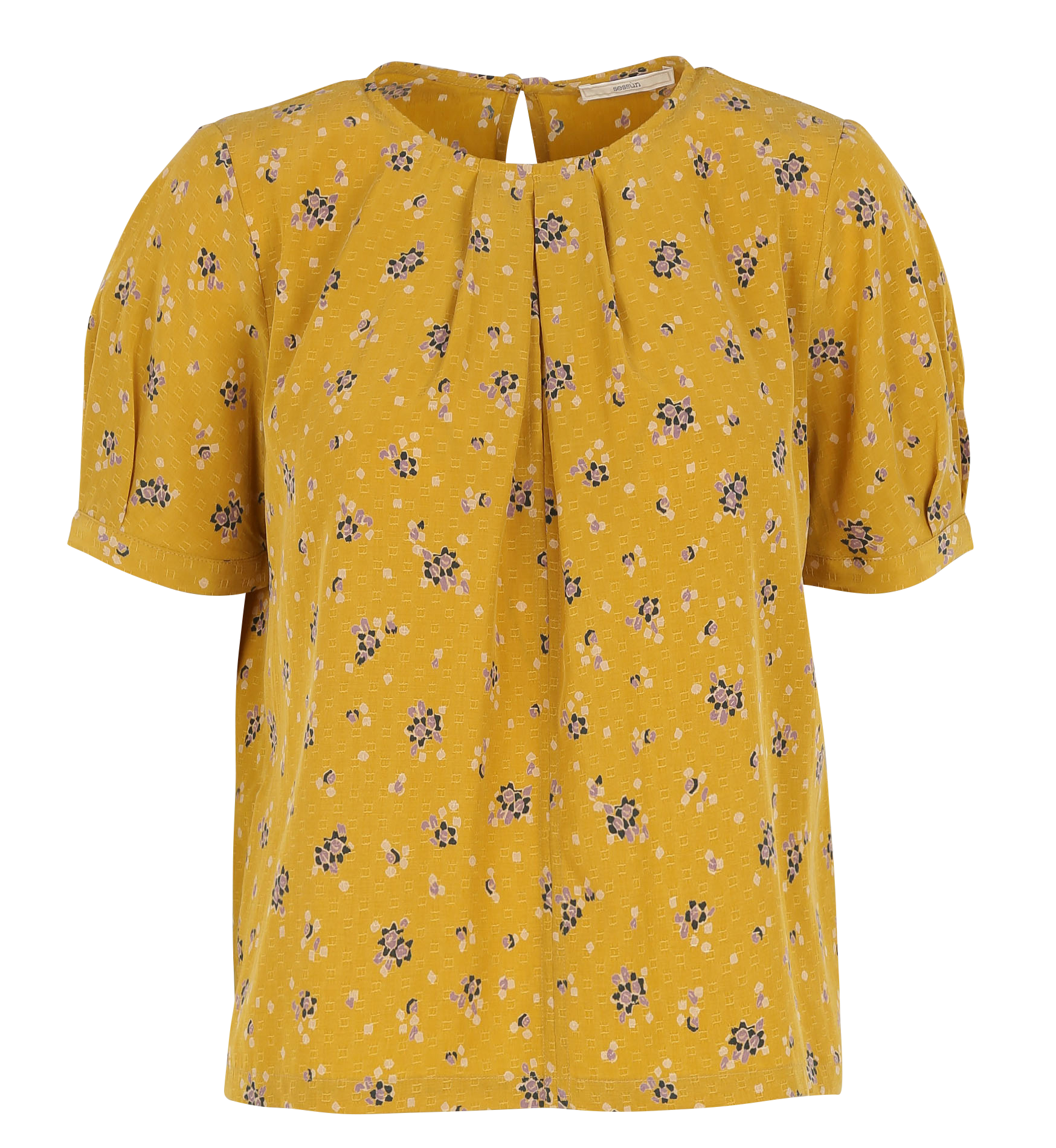 LI-SHEN - Top col rond imprimé fleuri| Jaune