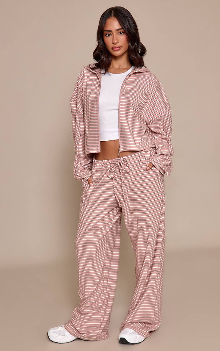 Rose Veste Zippée Petite Taille En Polaire Douce À Rayures Roses