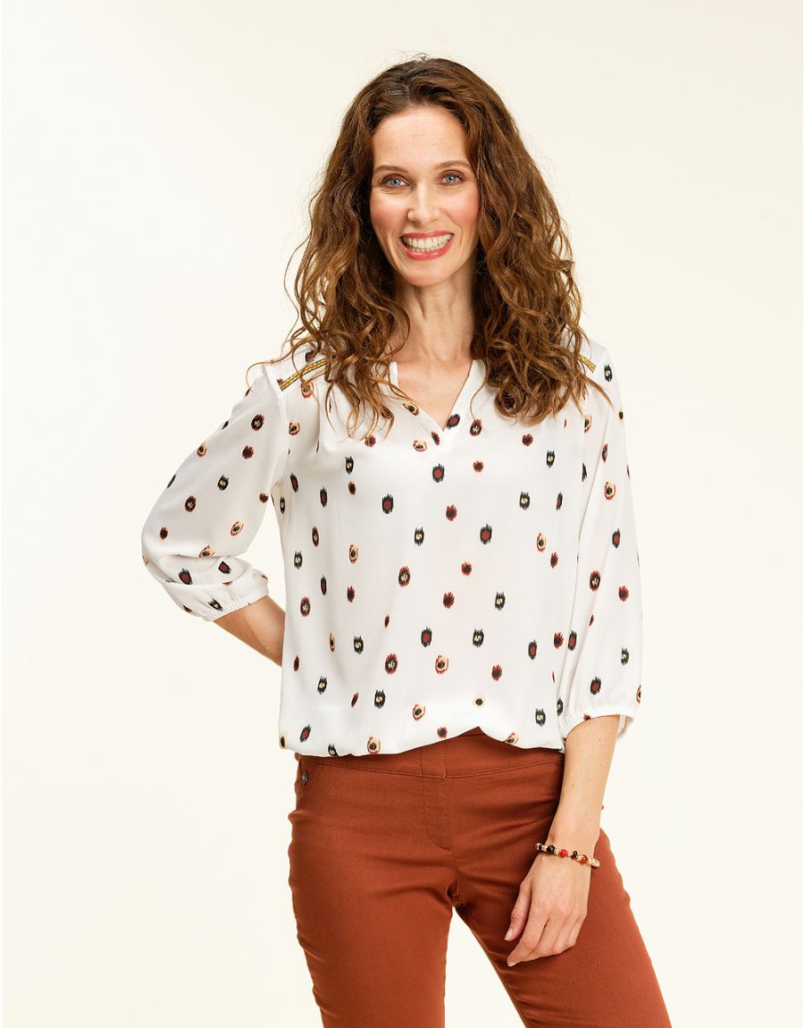 Blouse chic écrue marron