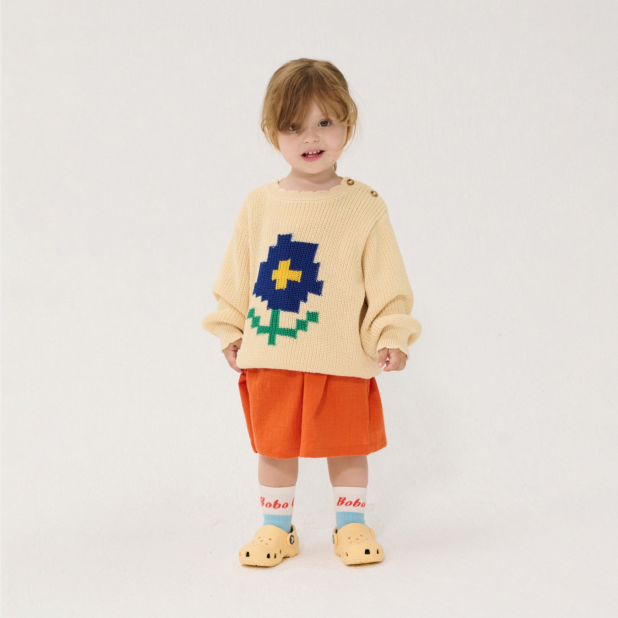 Baby Pullover Pixel Daisy White