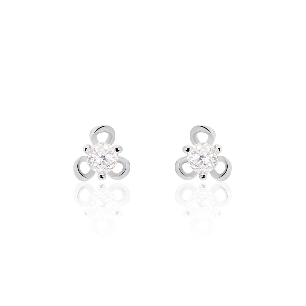Boucles D'oreilles Puces Charlyne Argent Blanc Oxyde De Zirconium
