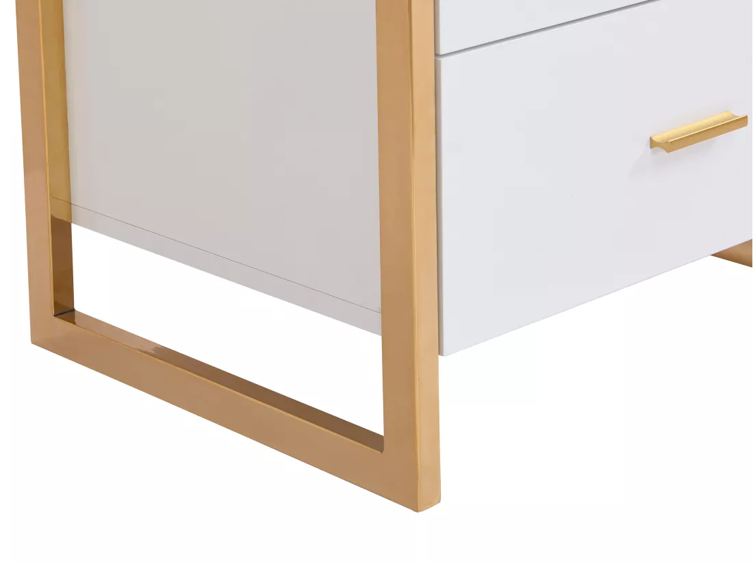 Lot de 2 tables de chevet 2 tiroirs - MDF - Blanc laqué et doré - OMBRELIA de Pascal Morabito
