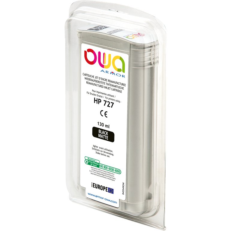 Cartouche d'encre traceur remanufacturée OWA - standard - Noir Mat - pour HP 727