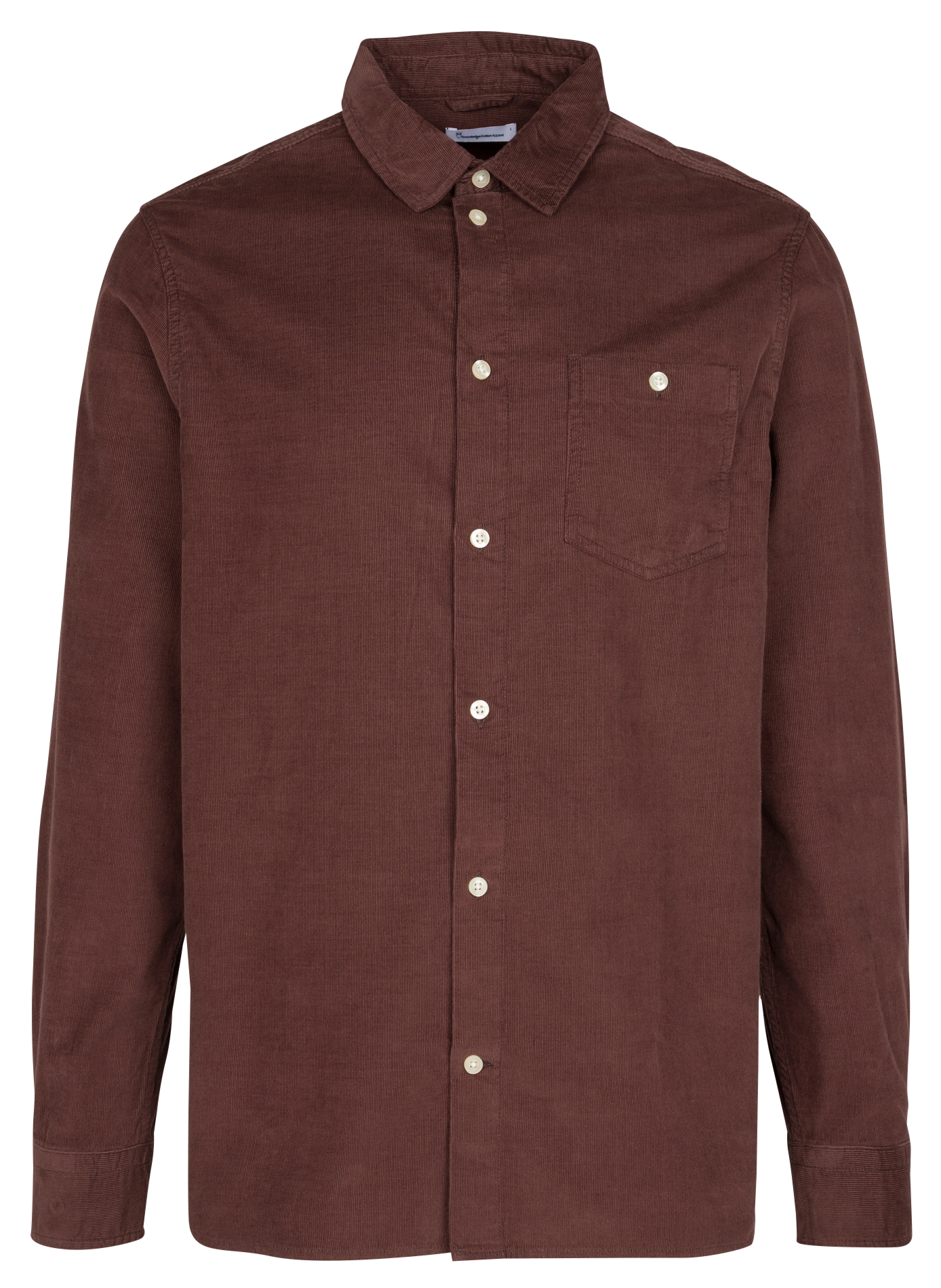 Chemise col classique aspect velours côtelé en coton bio | Marron