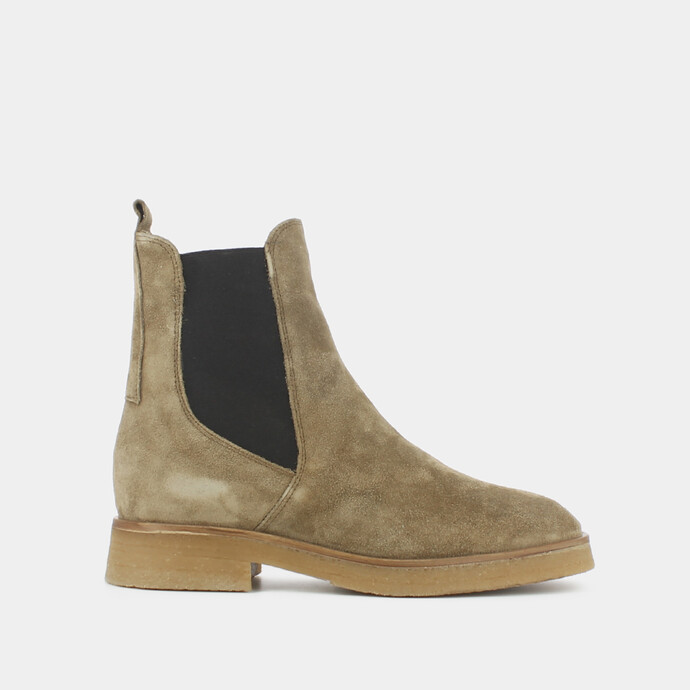 Bottines à élastiques  en croute taupe