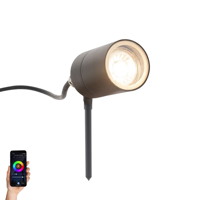 Smart moderne prikspot antraciet IP44 incl. wifi GU10 - Solo