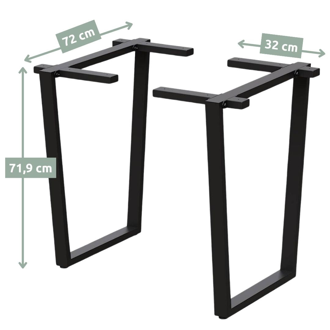 holz4home® Trapez Tischgestell Metall schwarz – 1 Paar (2 Stück)