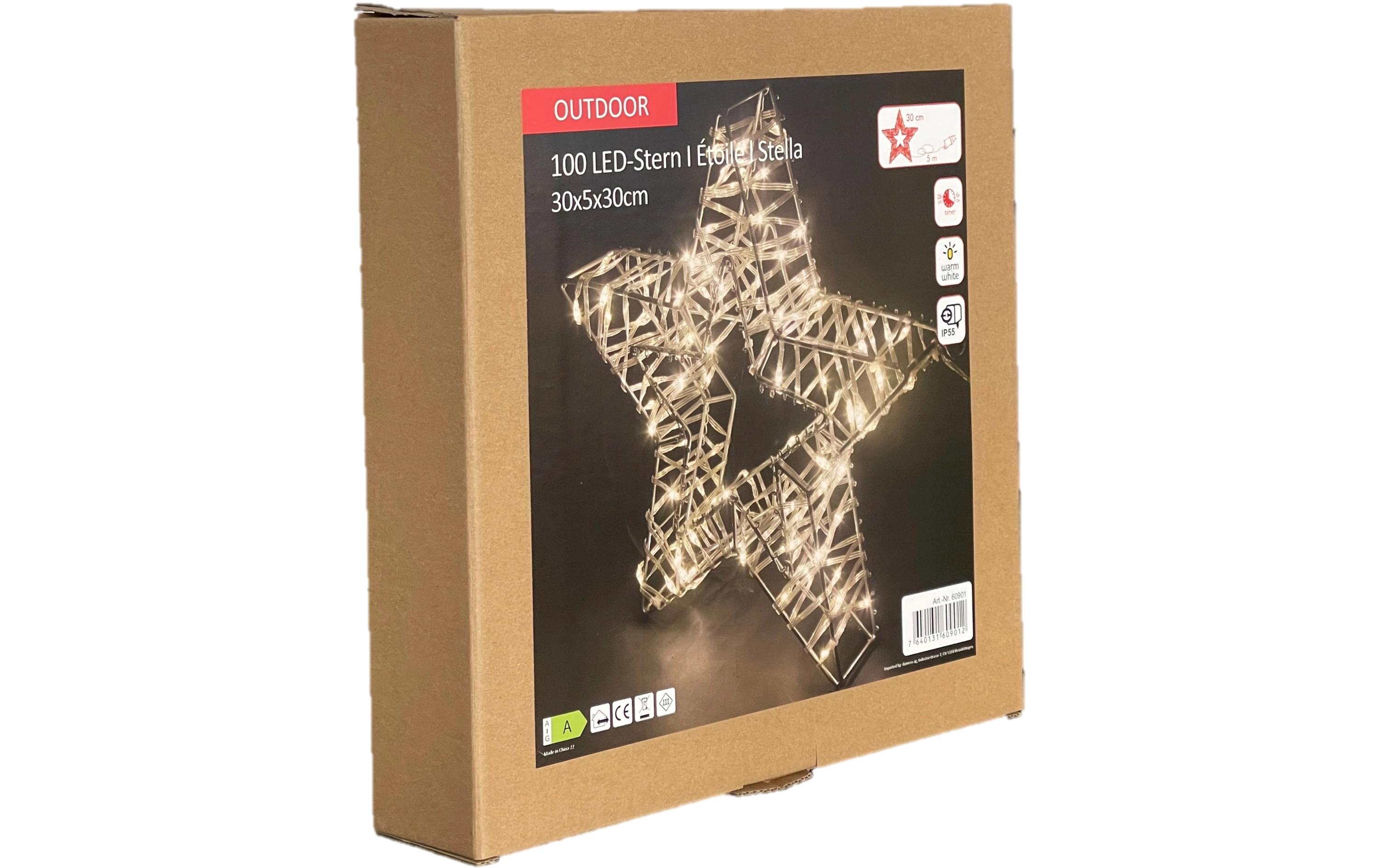 LED-Figur Stern, 100 LEDs, 5 x 30 cm, SilberLED Dekoration
