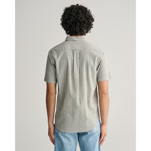 GANT Striped Seersucker Skjorte, Pine Green, XL