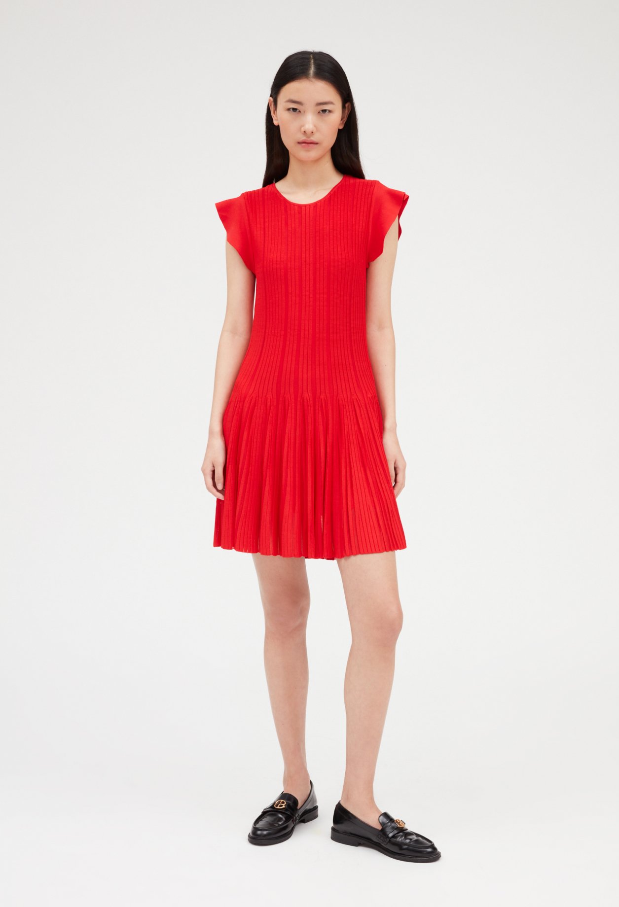 Robe courte maille rouge