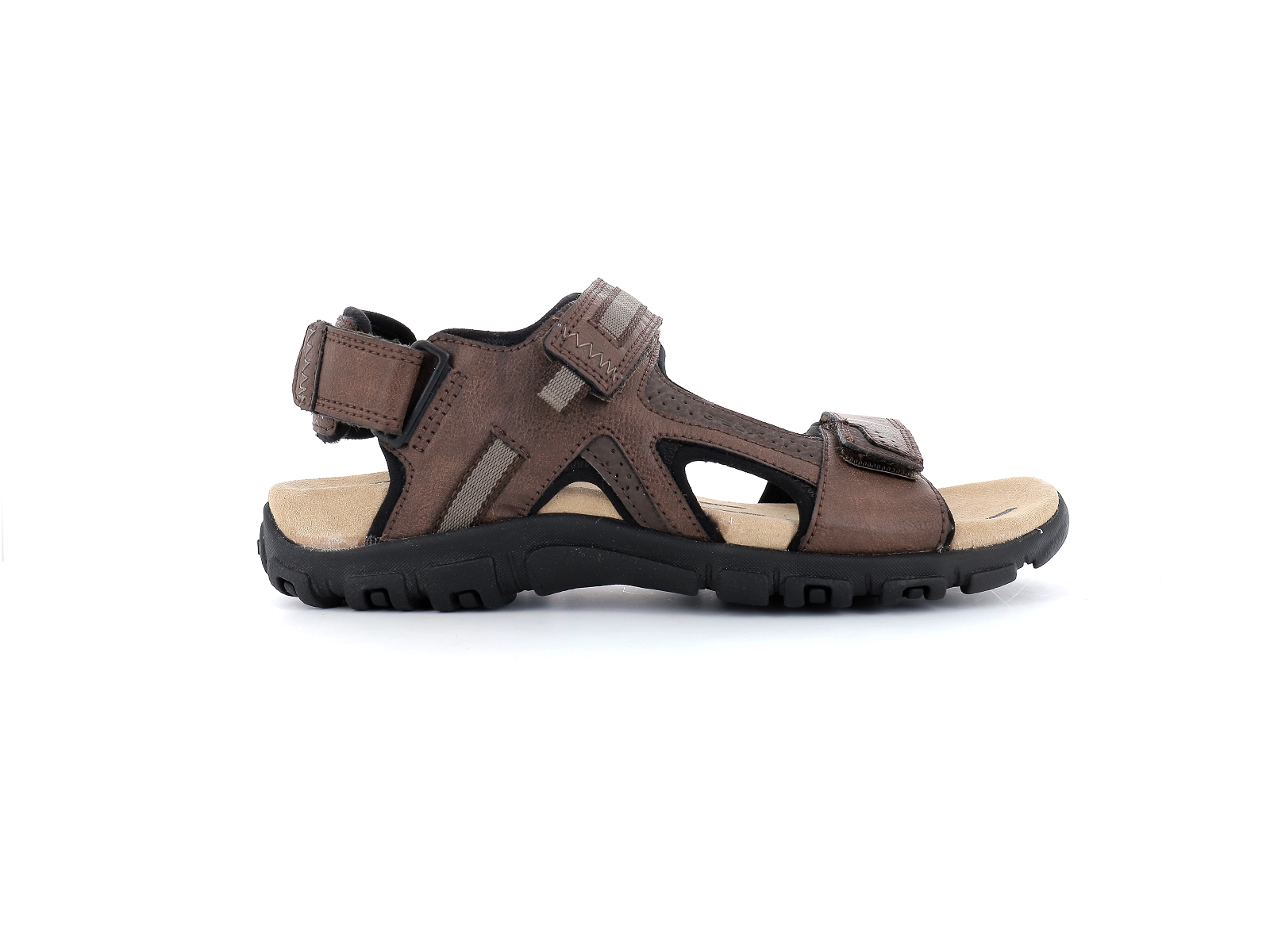 Geox-U SANDAL STRADA-U2524C Matières combinées Marron Foncé