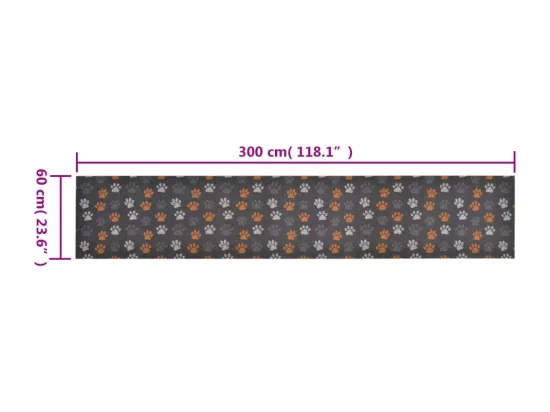 Tapis de cuisine lavable impression de pattes 60x300 cm velours