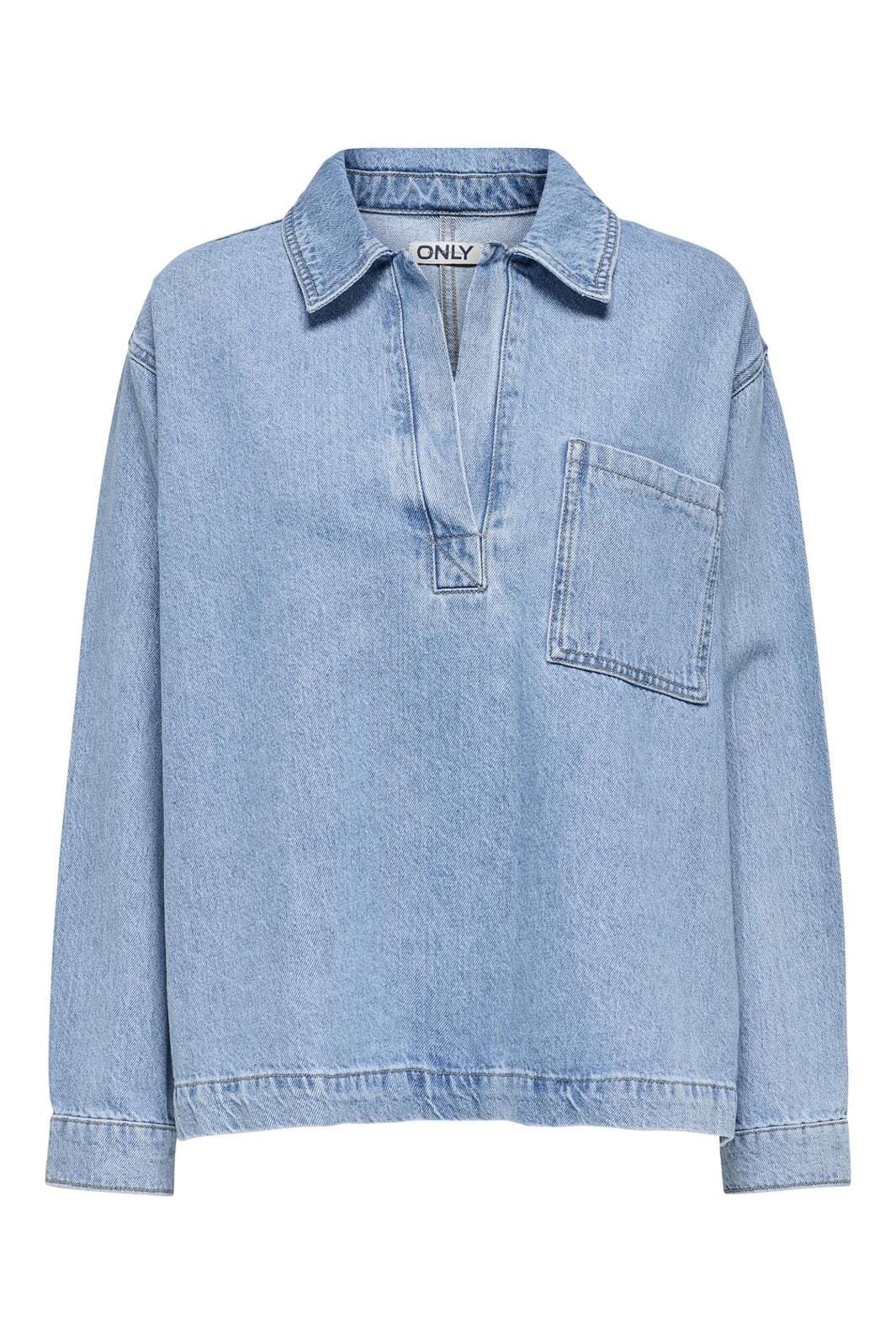 Only Onlbirdie L/S Polo Denim Shirt Azg