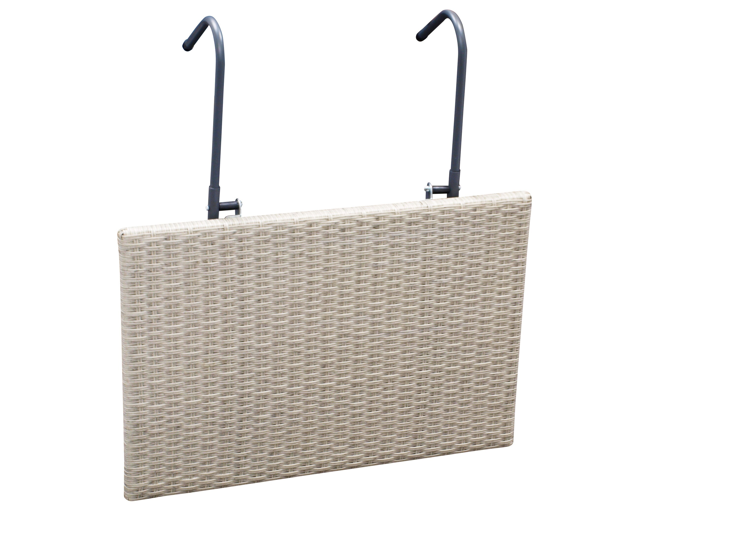 DEGAMO Balkonhängetisch 60x40cm, Metall + Polyrattan grau