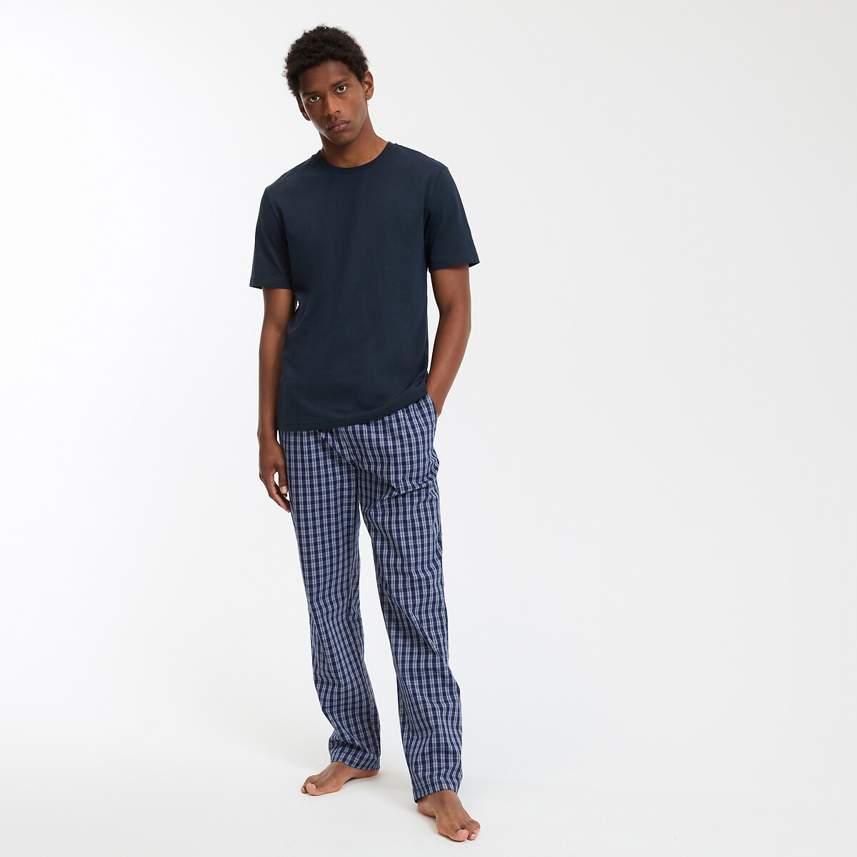 COLEÇÕES LA REDOUTE<br>Pijama de algodão, calças xadrez