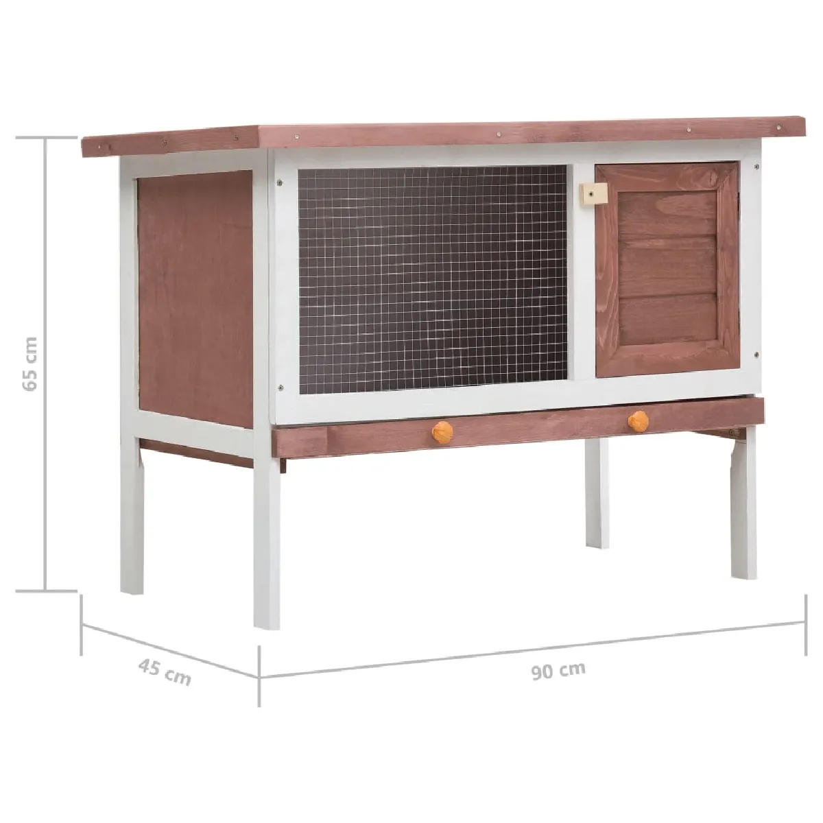VidaXL Clapier d'extérieur 1 niveau - Marron