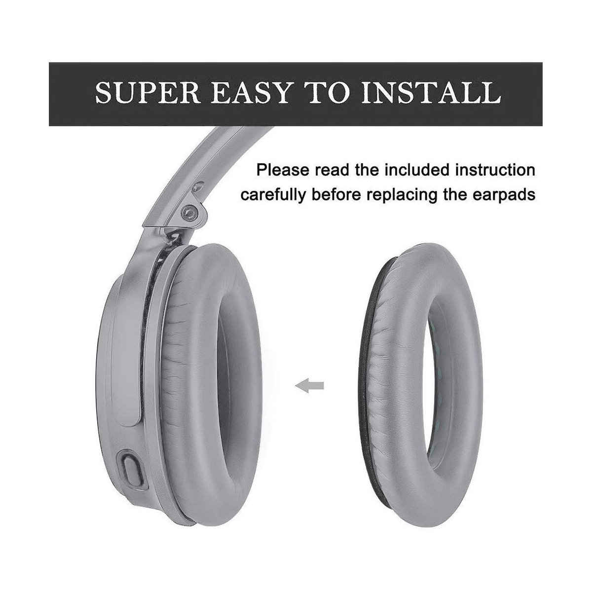 Øreputer for Bose QC35/SoundTrue-hodetelefoner, 1 par Grå