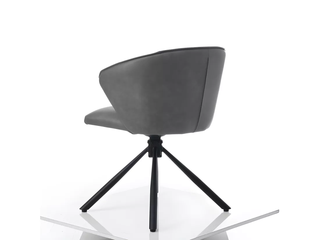 Lot de 2 Chaises pivotantes en similicuir - style moderne - Gris