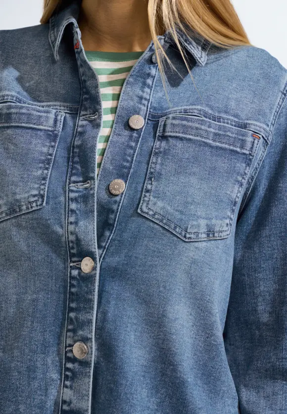 Jeans Overshirt - mid blue wash