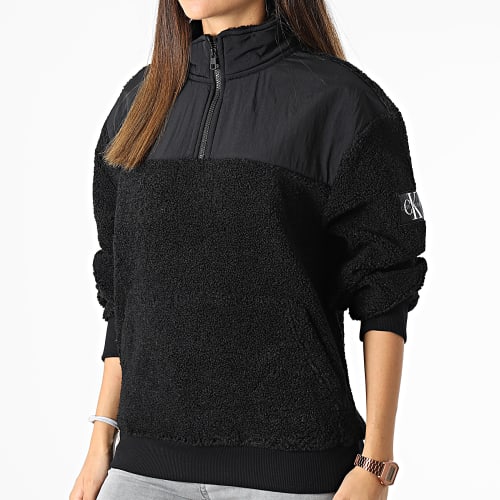 Sweat Col Zippé Femme Fourrure 2196 Noir