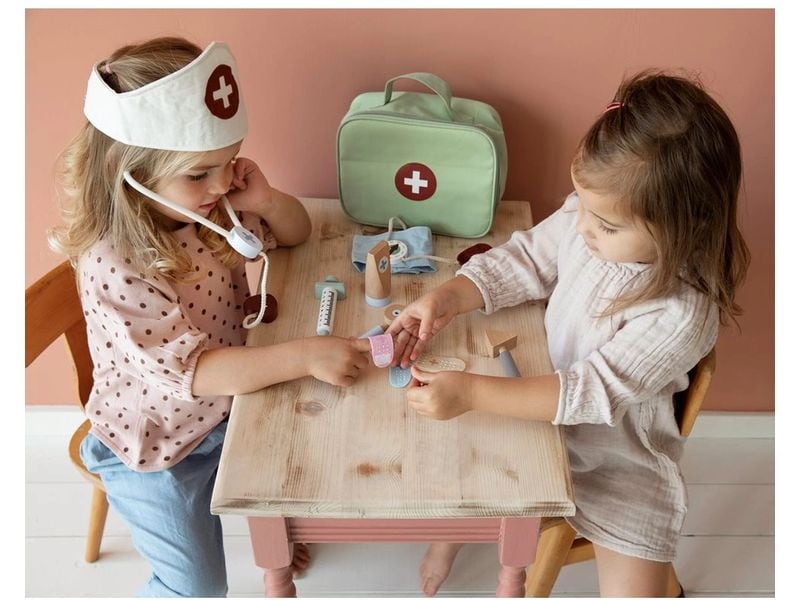 Little Dutch Arztkoffer Spielset 15-teilig Spielzeug-Arztkoffer mit umfangreichem Zubehör aus Holz