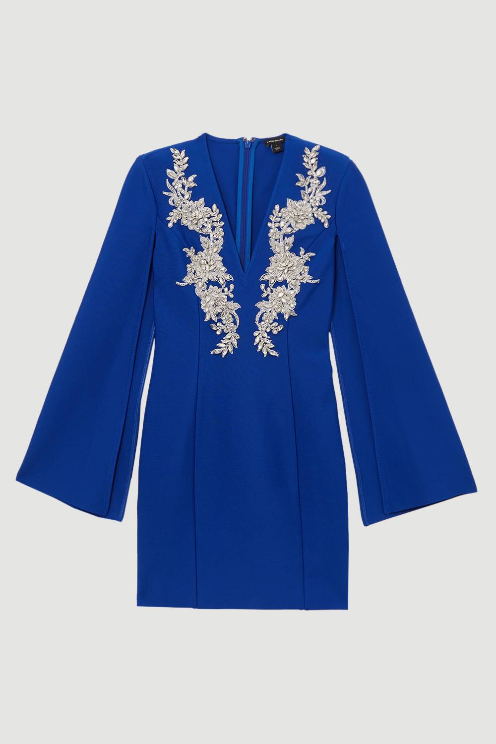 KarenMillen Robe Mini Moulante à Manches Cape et Ornements Bandage