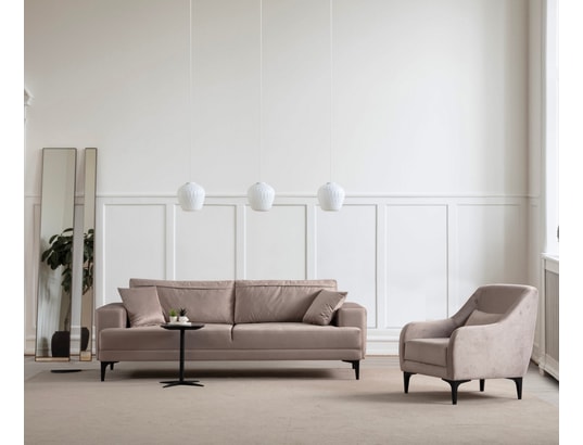 CONCEPT1 - Canapé tissu Astana 3 places beige 234 x 100 x h78