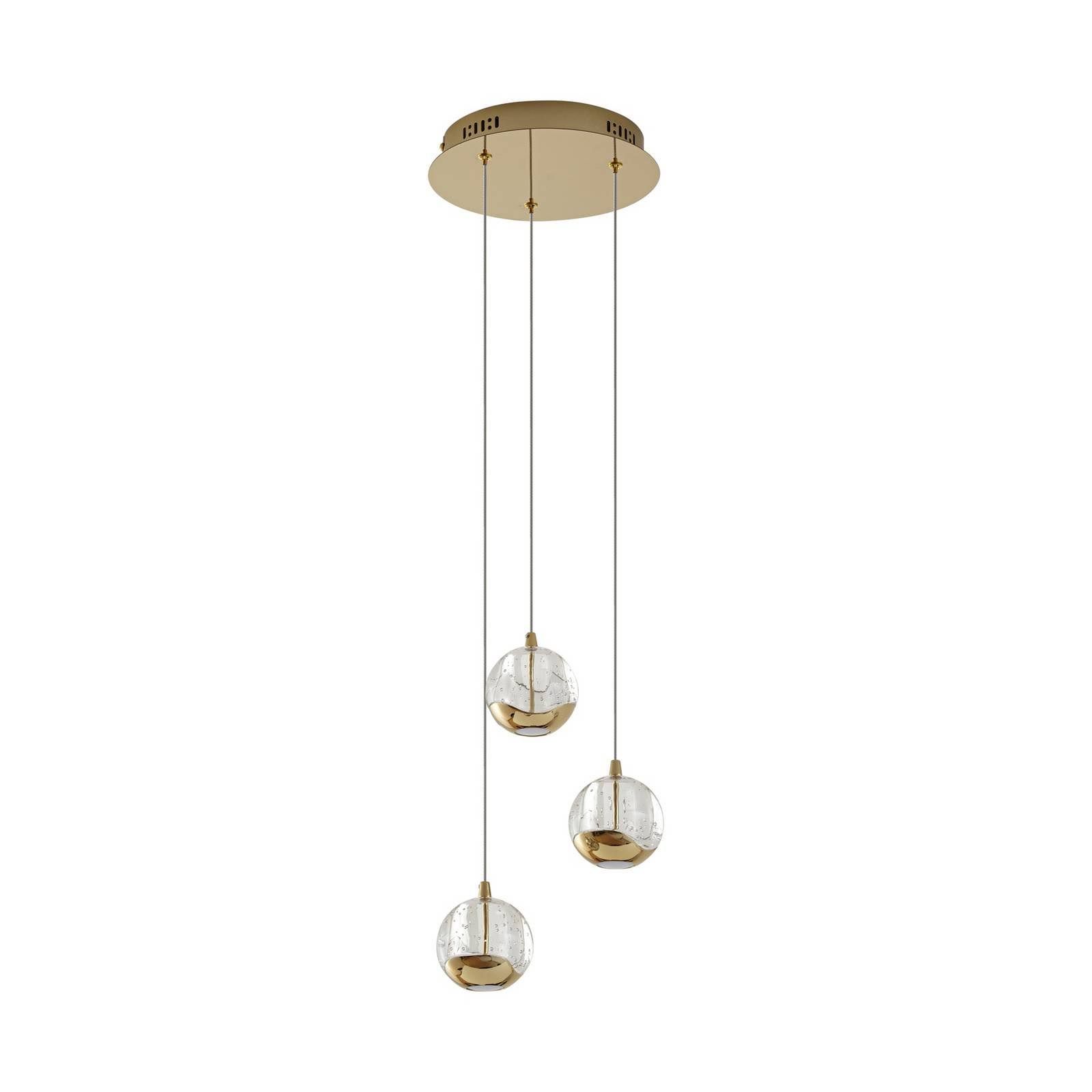Lucande Hayley 3 Pendelleuchte Clear/Gold