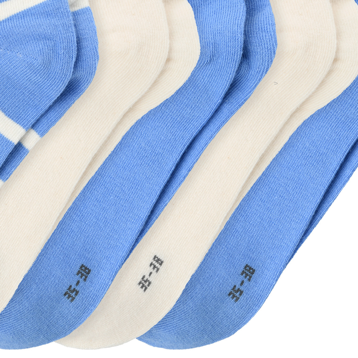 Famy 5 Paar Damen Sneaker-Socken im Set hellblau / weiss