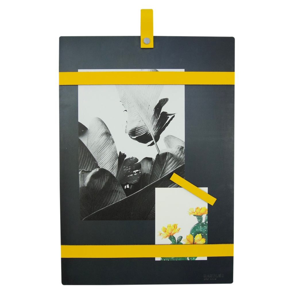 Magneetbord met magneetstrips Leer: Geel (inclusief 6 leren magneetstrips)