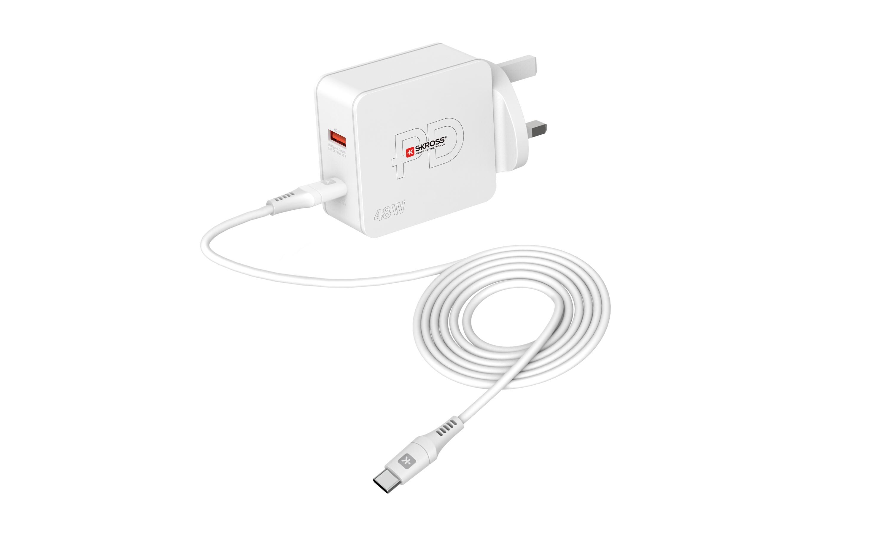 USB-Wandladegerät Multipower Combo+, UK, 48 W, WeissKraftvolles USB-Wandladegerät für zu Hause und unterwegs