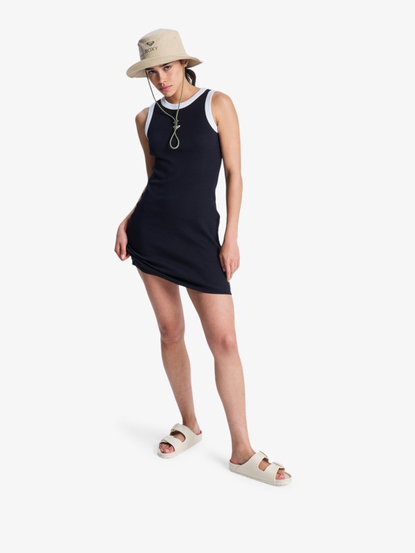 Iconic Days Robe sans manches en maille côtelée Noir Femme