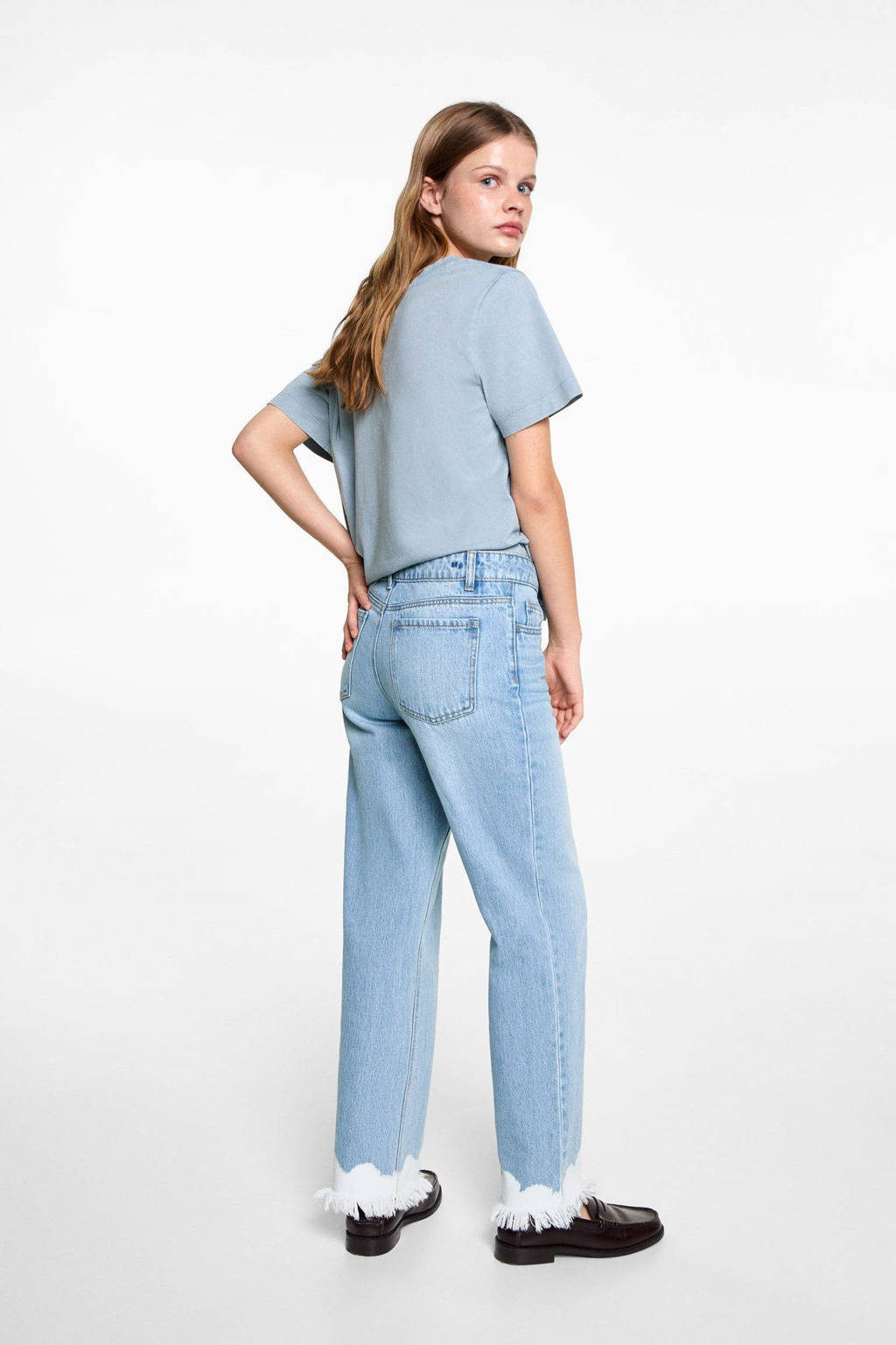 MANGO TEEN straight regular waist light blue denim
